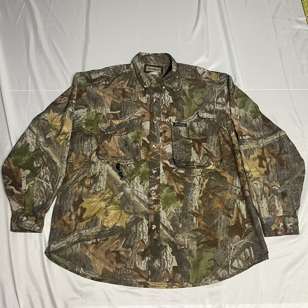 Remington Vented Hunting Shirt Men's XL Mossy Oak Camo Long Sleeve Fishing Nylon